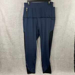 Dene Adams Concealed Carry Leggings Navy Blue Black Mesh Panels Size XL